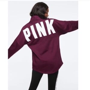 PINK Victoria’s Secret Mock Neck Half Zip sweatshirt maroon burgundy XS